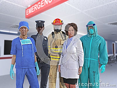 Heroes, First Responders, Emergency Workers Stock Photo