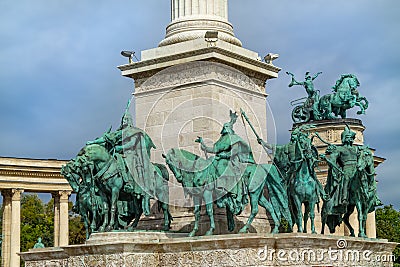 Heroes Square in the center of Budapest. Hungary monuments of architecture Editorial Stock Photo