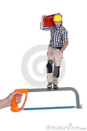 Heroic construction worker Stock Photo