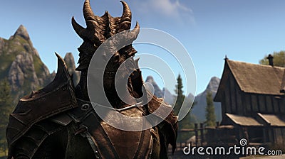 Heroic Dragon Portrait In Unreal Engine Style Stock Photo