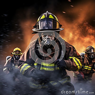 he heroic efforts of firefighters battling against the oddsto contain and extinguish the flames Stock Photo