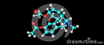 Molecular structure of Heroin on black background Cartoon Illustration