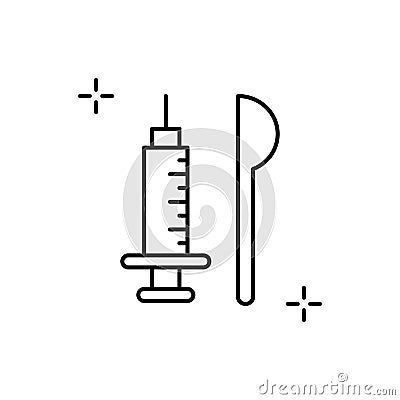 Heroin, injector, spoon icon. Simple line, outline vector elements of addictive human for ui and ux, website or mobile application Stock Photo