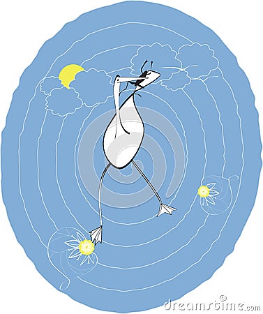 Heron end frog Vector Illustration