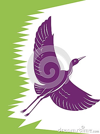 Heron flying Vector Illustration