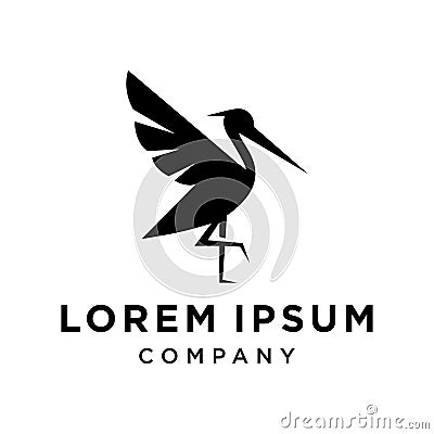 Heron pelican stork vector logo lineart line outline monoline icon design stock gulf bird coast beach illustration abstract ibis l Vector Illustration