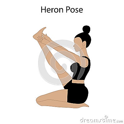 Heron pose yoga workout. Healthy lifestyle vector illustration Vector Illustration