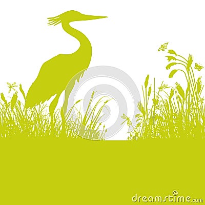 Heron in the reeds Vector Illustration