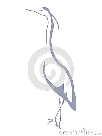 Heron silhouette, slender water bird for design Vector Illustration