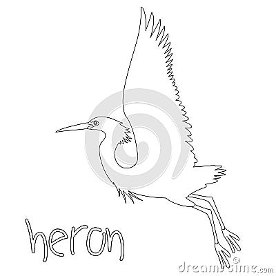 Heron vector illustration profile side coloring page Vector Illustration
