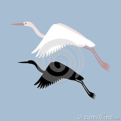 Heron vector illustration style Flat Vector Illustration