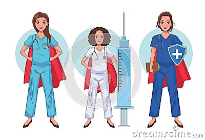 heros nurses staff Vector Illustration