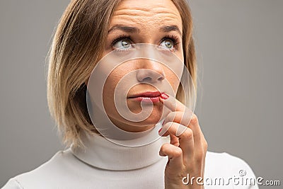 Herpes on the lips, beauty and health Stock Photo