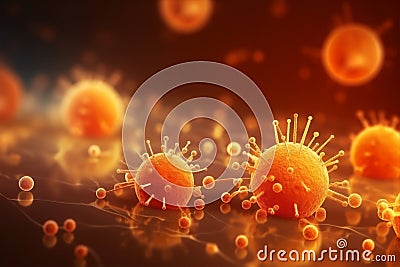 Herpes virus or germs microorganism cells Cartoon Illustration