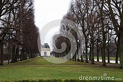 Herrenhausen garden pavilion in the winter dry trees cloudy Editorial Stock Photo