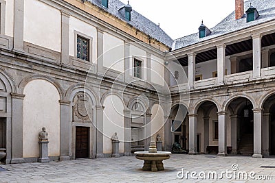 Herrerian style courtyard of the Alcazar of Segovia, Spain, no people Editorial Stock Photo