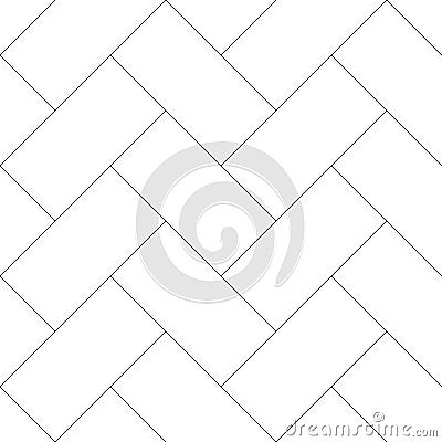 Herringbone floor seamless pattern. Outline editable repeating metro tiles. Vector monochrome background. Vector Illustration