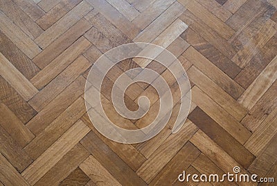 Herringbone parquet floor - old wooden floor Stock Photo