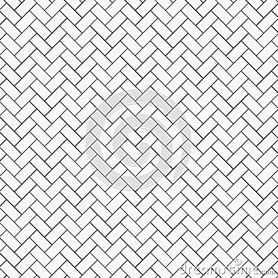 Herringbone pattern. Rectangles slabs tessellation. Seamless surface design with white slant blocks tiling. Vector Illustration