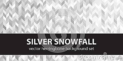 Herringbone pattern set Silver Snowfall. Vector seamless parquet backgrounds Vector Illustration