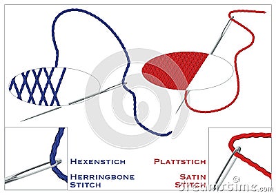 Herringsbone and Satin Stitch Vector Illustration