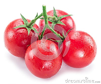 Ð¡herry tomato with water drops. White background Stock Photo