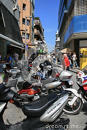 Travel around Europe by car. Cityscape of little Greek town. Editorial Stock Photo