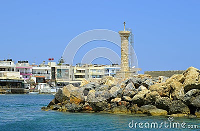 Hersonissos harbour lighthouse Editorial Stock Photo