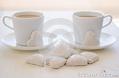 Hert-shape cookies and coffee Stock Photo