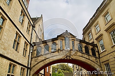 Angle and architecture of the Hertford Bridge Oxford Stock Photo