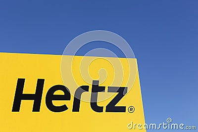 Hertz logo on a panel Editorial Stock Photo