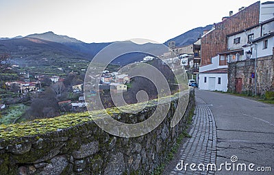 West riverside Hervas, Ambroz Valley village. Caceres, Spain Stock Photo