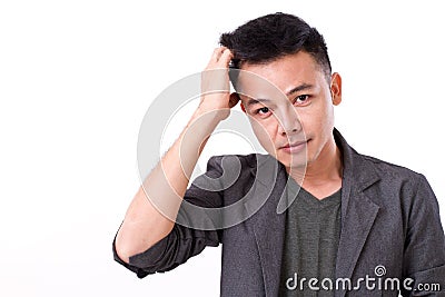 Hesitate, doubtful man Stock Photo