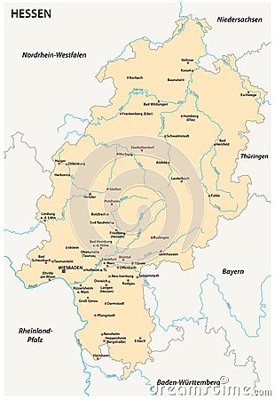 Hesse state vector map in german language Vector Illustration