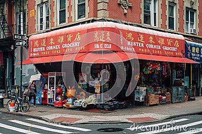 Hester Corner Grocery store, in Chinatown, Manhattan, New York City Editorial Stock Photo