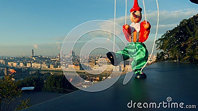 Het spelen van Italië Florence marionet Pinocchio voor stadslandschap Het spelen van Italië Florence marionet Pinocchio voor stadslandschap