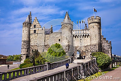 Het Steen castle in Antwerpen Stock Photo