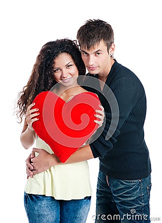 Heterosexual couple with a big heart Stock Photo