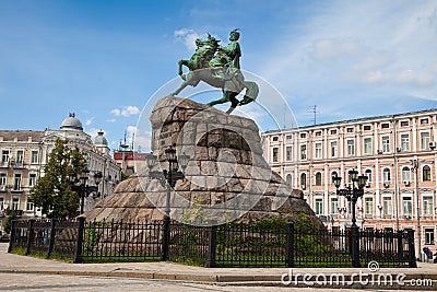 Hetman Bogdan Khmelnitsky statue in Kiev, Ukraine Stock Photo