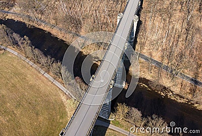 Hetzdorf Viaduct in Saxony Ore Mountains aerial view Stock Photo