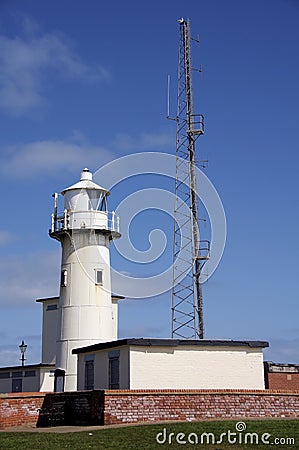 The Heugh Lighthouse on Hartlepool Headland Stock Photo