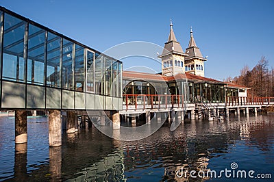 Lake Heviz is the 2nd largest natural thermal lake in Stock Photo