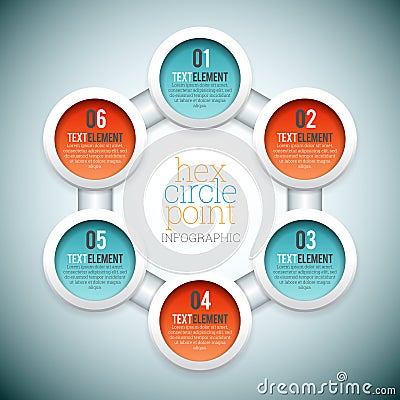 Hex Circle Point Infographic Vector Illustration