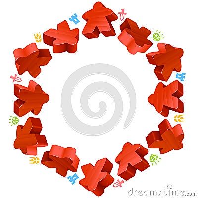 Hex frame of red meeples Vector Illustration