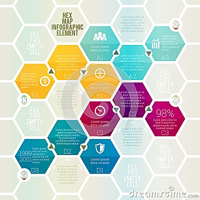 Hex Map Infographic Vector Illustration