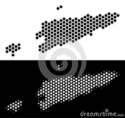 East Timour Map Honeycomb Mosaic Vector Illustration