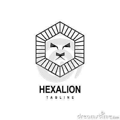Hexa lion logo with strip fur Stock Photo