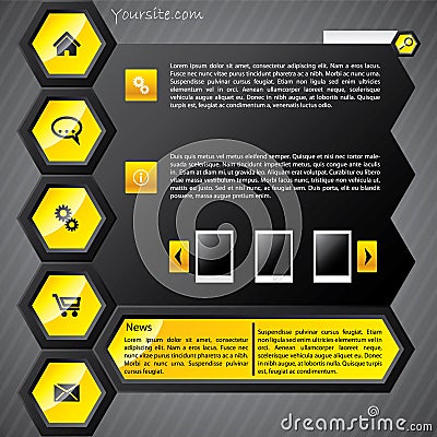 Hexa yellow web template Vector Illustration