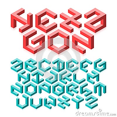 Hexagon alphabet Vector Illustration