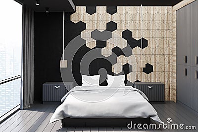 Hexagon bedroom interior Stock Photo